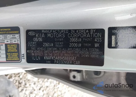 2017 Kia Forte Lx из США, поврежденный, VIN KNAFK5A81H5669587